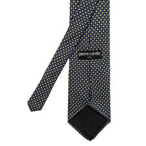 Pierre Cardin Paris Blue Yellow Geometric Silk Tie Made in USA Italian Silk